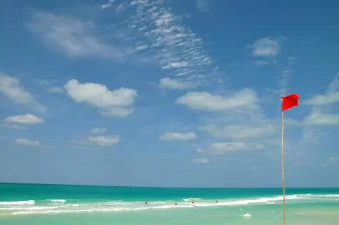 Red warning flag Fotos de archivo