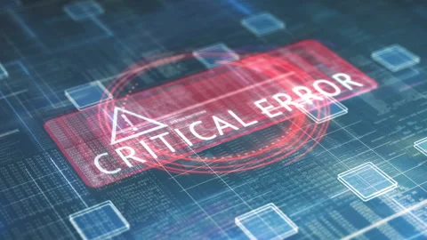 Red Warning message about a critical error surrounded by computer code Stock Footage 282429777