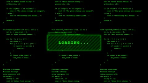 Red Warning Popup Frame Over Dark Source Code Animation. Stock Footage 347208716