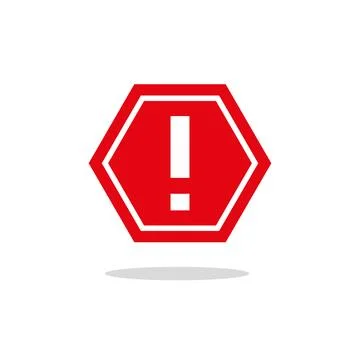 Red warning sign with an exclamation point for prohibited activities the octagon Stock Illustration