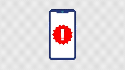 Red warning symbol animation rotating on a black smartphone screen Stock Footage 333675550