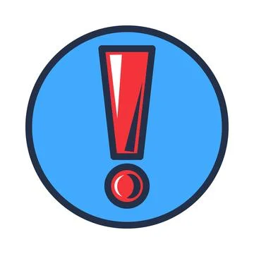 Red warning symbol flat illustration representing alert notification Stock Illustration