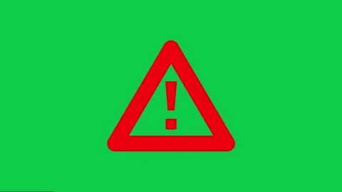 Red Warning Symbol on Green Background Animation. Stock Footage 331589962