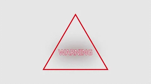 Red warning symbol. Red triangle with warning inscription on black background.  Video stock 220683891