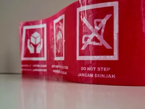 Red warning text sign for alert message Stock Photos