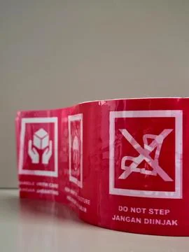 Red warning text sign for alert message Stock Photos
