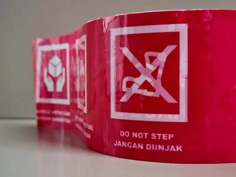 Red warning text sign for alert message Stock Photos