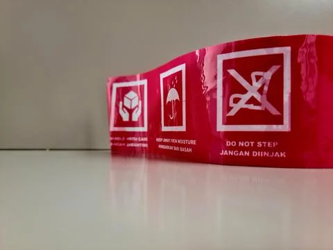 Red warning text sign for alert message Stock Photos