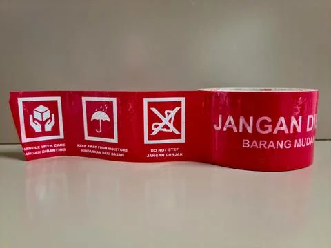 Red warning text sign for alert message Stock Photos