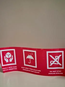 Red warning text sign for alert message Stock Photos
