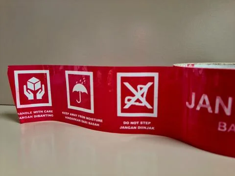 Red warning text sign for alert message Stock Photos