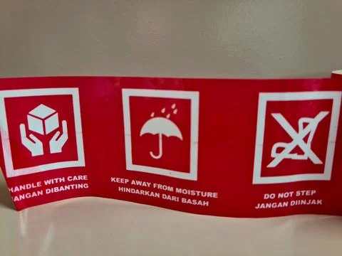 Red warning text sign for alert message Stock Photos