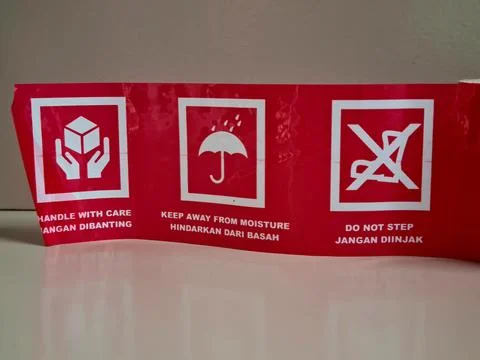 Red warning text sign for alert message Stock Photos