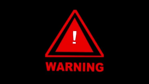 Red Warning Triangle and Text Popup Loop Animation on Black Background. Stock Footage 341814146