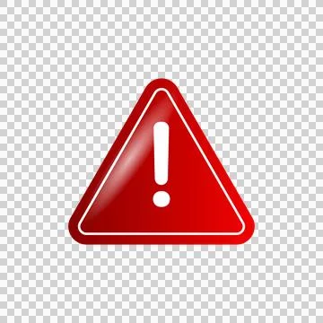 Red warning triangle caution sign png for attention and alert 库存插图