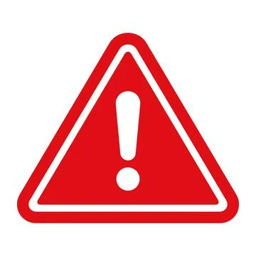 Red warning triangle exclamation icon 스톡 일러스트