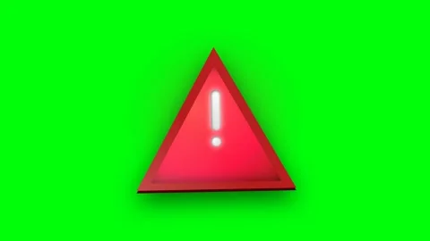 Red Warning Triangle with Exclamation Mark on Green Screen Background. Stock Footage 333155518