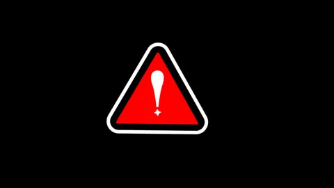 Red warning triangle icon with exclamation mark inside Stock Footage 332042411