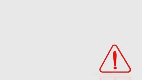 Red Warning Triangle Icon Representing Alert and Caution Concept 3d render. Stock Illustration