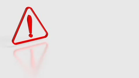 Red Warning Triangle Icon Representing Alert and Caution Concept 3d render. Stock Illustration
