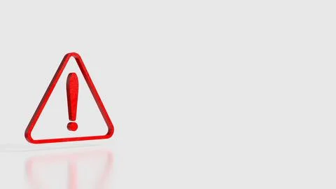 Red Warning Triangle Icon Representing Alert and Caution Concept 3d render. Stock Illustration