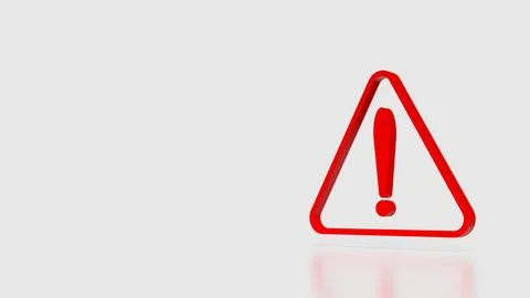 Red Warning Triangle Icon Representing Alert and Caution Concept 3d render. Stock Illustration