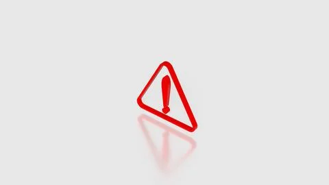Red Warning Triangle Icon Representing Alert and Caution Concept 3d render. Stock Illustration