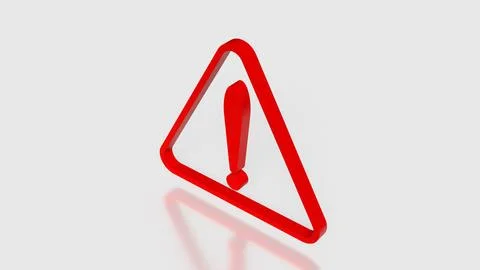 Red Warning Triangle Icon Representing Alert and Caution Concept 3d render. Stock Illustration