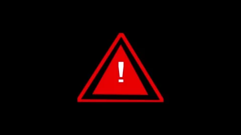 Red Warning Triangle Sign Loop Animation on Black Background. Stock Footage 341814131