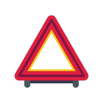 Red warning triangle signalling danger or emergency on roadside Stock Illustration