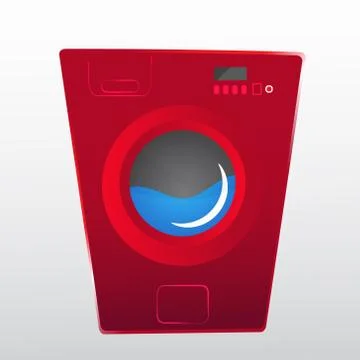 Red washing machine in flat style. isolated modern vector illustration Stock Illustration