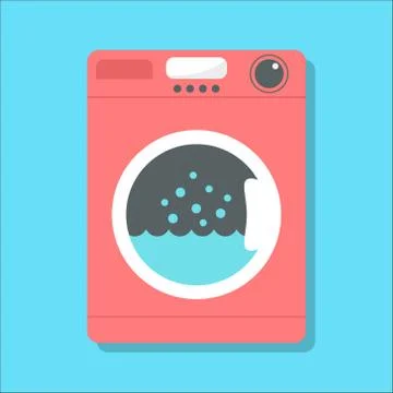 Red washing machine in flat style Stock Illustration