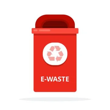 Red waste bin for electronic waste flat isolated Stock-Illustration