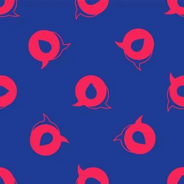 Red Water drop with speech bubbles icon isolated seamless pattern on blue Illustrazione stock
