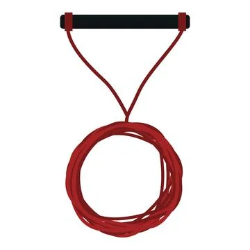 Red water ski rope with handle on white background Illustration