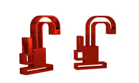 Red Water tap icon isolated on transparent background. Stock Illustration