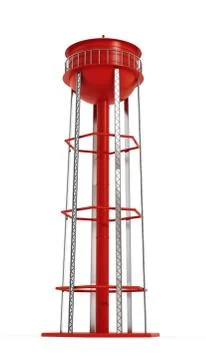 Red water tower Stock Illustration