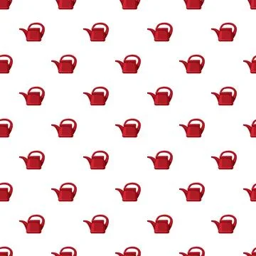 Red watering can seamless repeat pattern background Stock Illustration