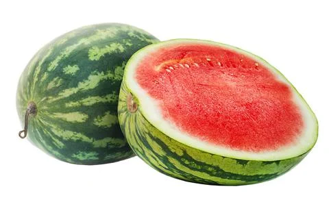 Red watermelon and half isolated Stock Photos