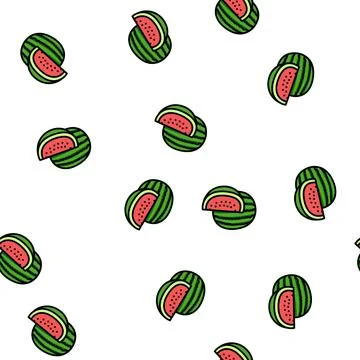 Red watermelon cut slice vector seamless pattern Stock Illustration