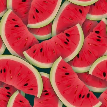 Red watermelon pieces seamless pattern vector illustration Stock Illustration