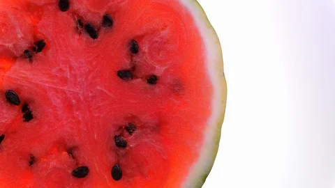 Red watermelon rotating on white background with free space for text Stock Footage 91066311