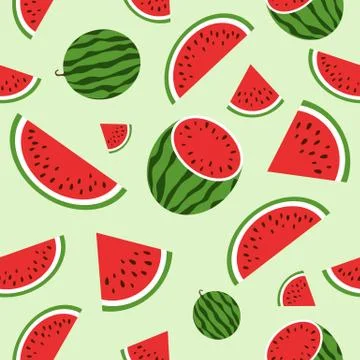 Red watermelon. Seamless pattern. Summer background Stock Illustration