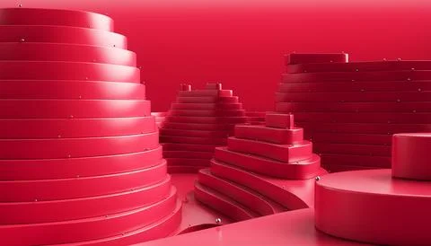 Red Wave Background. Abstract Minimal Exterior Design. Stock Illustration