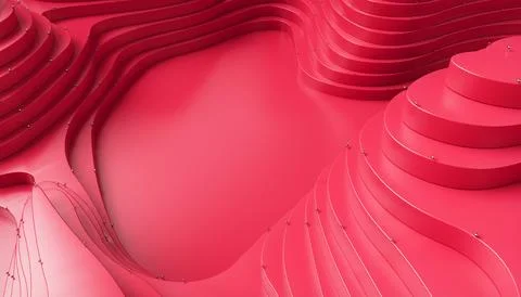 Red Wave Background. Abstract Minimal Exterior Design. Stock Illustration