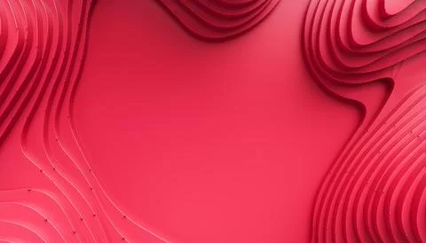 Red Wave Background. Abstract Minimal Exterior Design. Stock Illustration