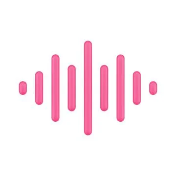 Red wave equalizer 3d icon. Amplitude for voice and audio frequencies Stock Illustration