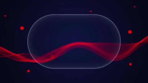Red wave glass panel background transparent rounded rectangle, dark blue space, 動画素材 340477307