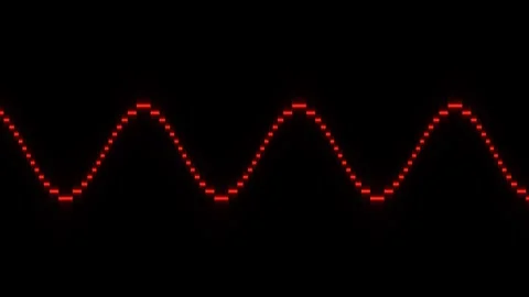 Red waveform line with sharp peaks on black background Stock Footage 338424146