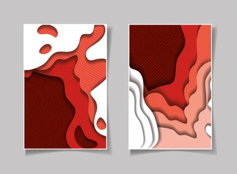 Red waves backgrounds frames vector design Illustrazione stock